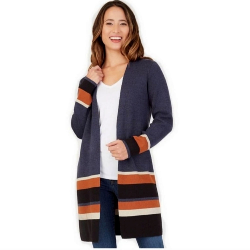 Apt.9 Indigo Blue Open Front Long Knit Cardigan Sweater.Size Med NWT